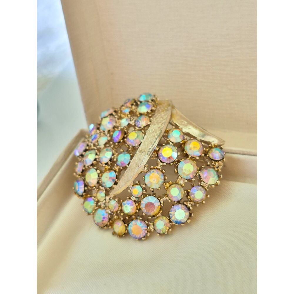 Vintage Rhinestone MCM Signed ART AB Rhinestone Brooch - Picture 2 of 7